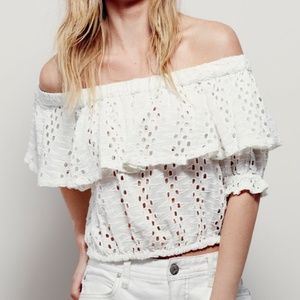 Free People White That Girl Off The Shoulder Top